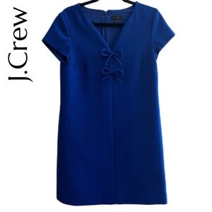 J.Crew Royal Blue Dress with Cap Sleeves and Bow Detail - sz8